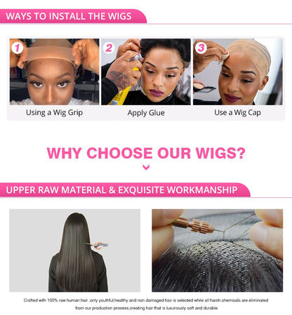 300% High Density Loose Deep Wave 40Inch 13x6 13x4 HD Lace Frontal Human Hair Wig Full Glueless Ready To Go Preplucked Curly Wig