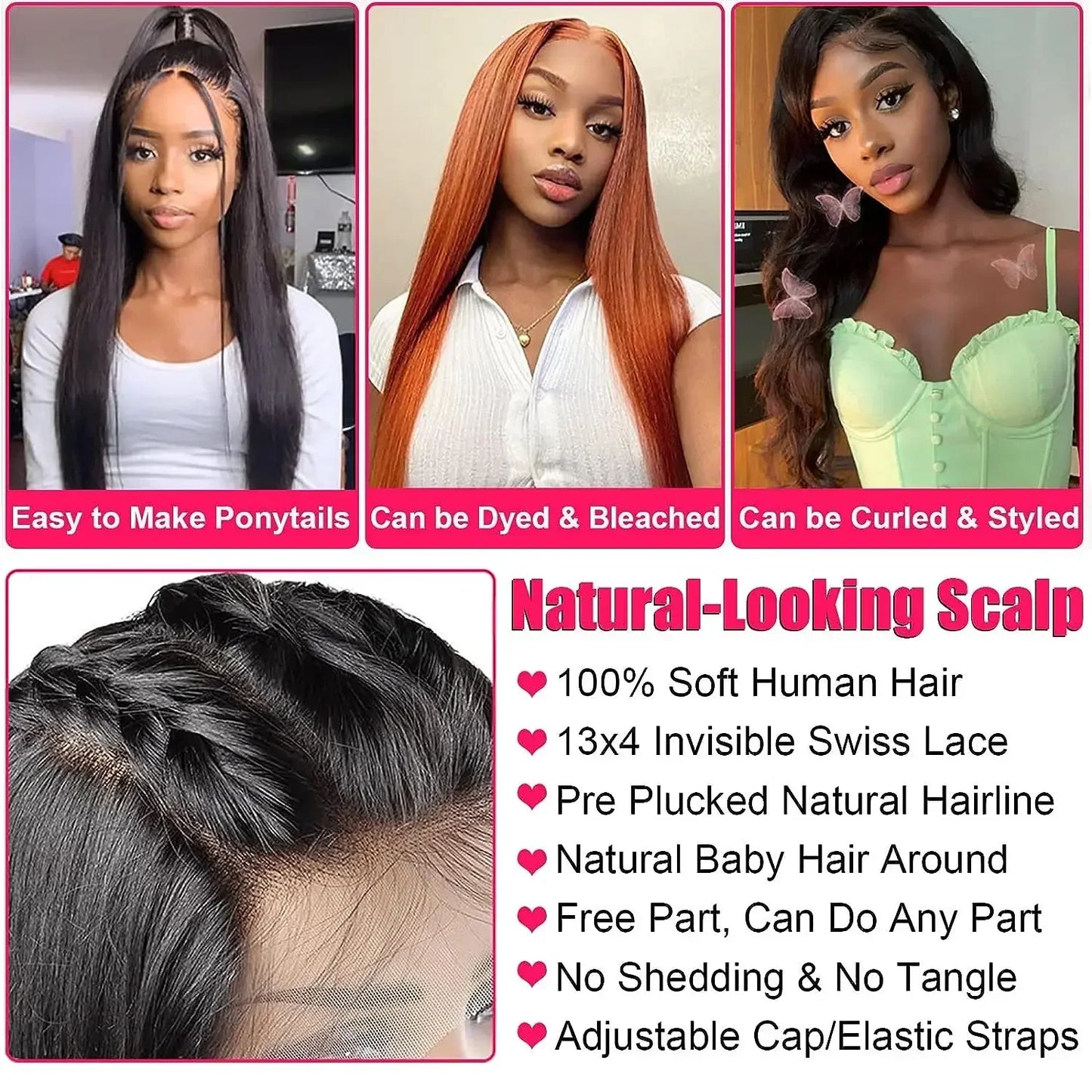 200 Density 13x4 13x6 Full Frontal 360 HD Transparent Lace 40 46 Inch Long Straight 5x5 Closure Human Hair Pre plucked Wigs