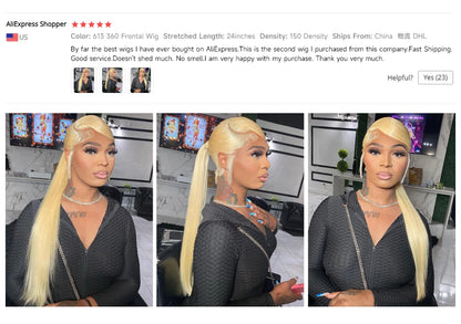 13x4 13x6 360 HD Transparent 613 Honey Blonde Color Lace Front Human Hair Wigs for Women Raw Brazilian Straight Lace Frontal Wig