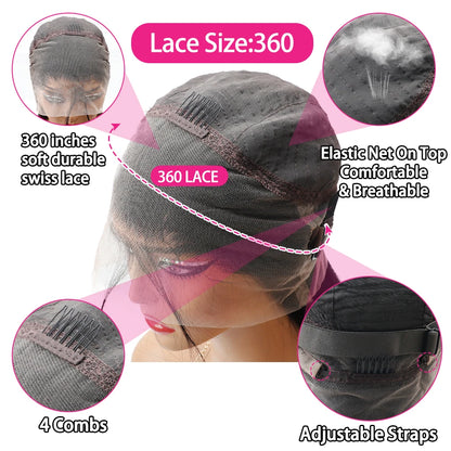 200 Density 13x4 13x6 Full Frontal 360 HD Transparent Lace 40 46 Inch Long Straight 5x5 Closure Human Hair Pre plucked Wigs