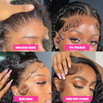 300% High Density Loose Deep Wave 40Inch 13x6 13x4 HD Lace Frontal Human Hair Wig Full Glueless Ready To Go Preplucked Curly Wig