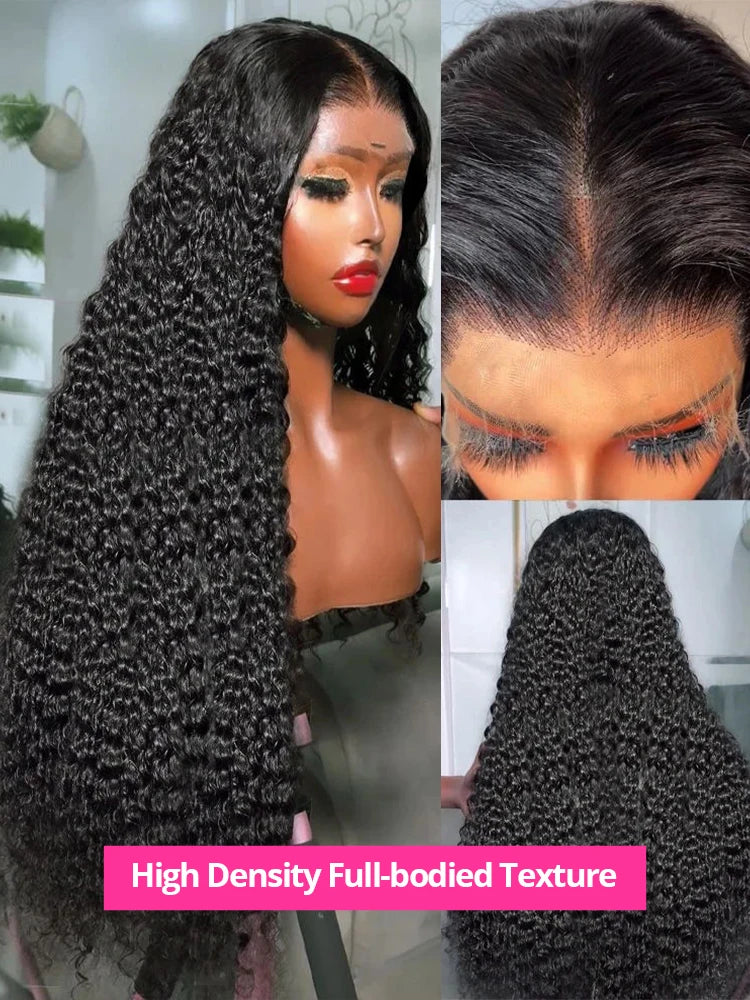 300% High Density Loose Deep Wave 40Inch 13x6 13x4 HD Lace Frontal Human Hair Wig Full Glueless Ready To Go Preplucked Curly Wig