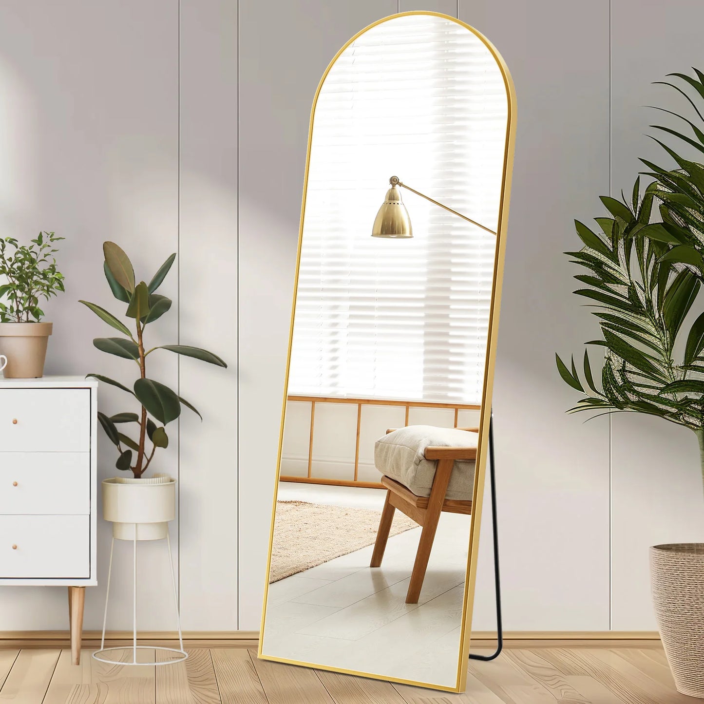 JHK Full Body Wall Mirror 59"x16" Standing Hanging or Wall-Mounted Mirrors with Stand Aluminum Alloy Frame For Bathroom Bedroom