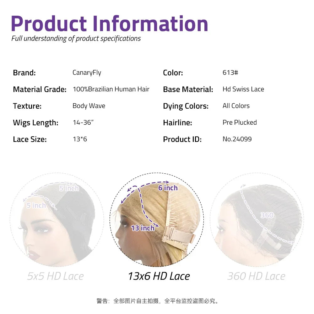 613 Blonde Body Wave 200% 13x6 HD Lace Frontal Human Hair Wigs 38 40 Inches Honey Colored Lace Closure Front Wig For Black Women