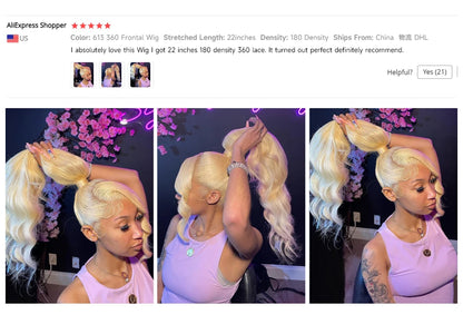 13x4 13x6 360 HD Transparent 613 Honey Blonde Color Lace Front Human Hair Wigs for Women Raw Brazilian Straight Lace Frontal Wig