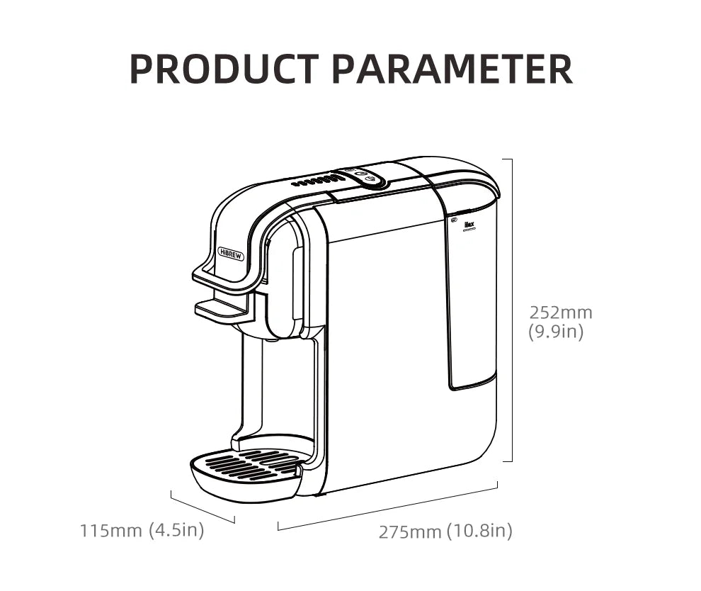 HiBREW Multiple Capsule Coffee Machine, Hot/Cold Dolce Gusto Milk Nespresso Capsule ESE Pod Ground Coffee Cafeteria 20Bar 5 in 1