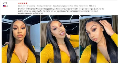 200 Density 13x4 13x6 Full Frontal 360 HD Transparent Lace 40 46 Inch Long Straight 5x5 Closure Human Hair Pre plucked Wigs