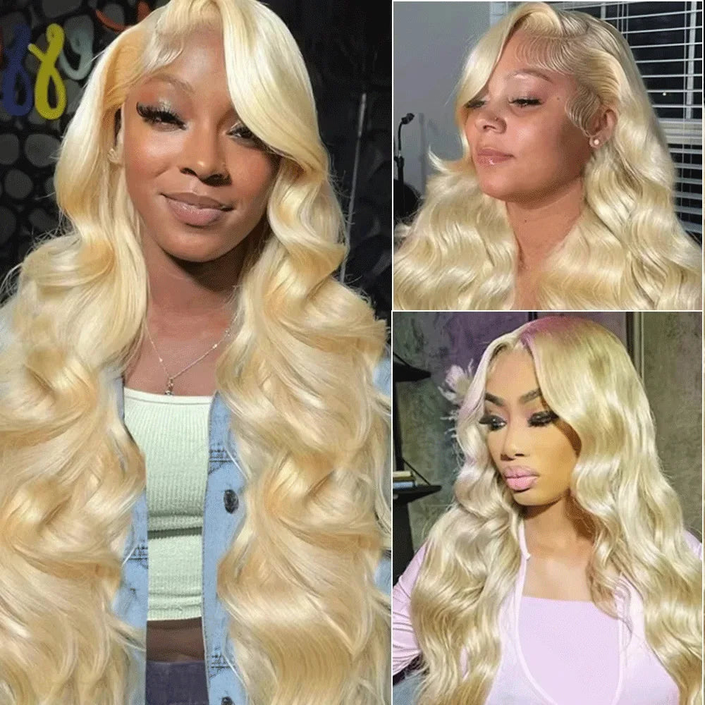 613 Blonde Body Wave 200% 13x6 HD Lace Frontal Human Hair Wigs 38 40 Inches Honey Colored Lace Closure Front Wig For Black Women