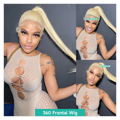 13x4 13x6 360 HD Transparent 613 Honey Blonde Color Lace Front Human Hair Wigs for Women Raw Brazilian Straight Lace Frontal Wig