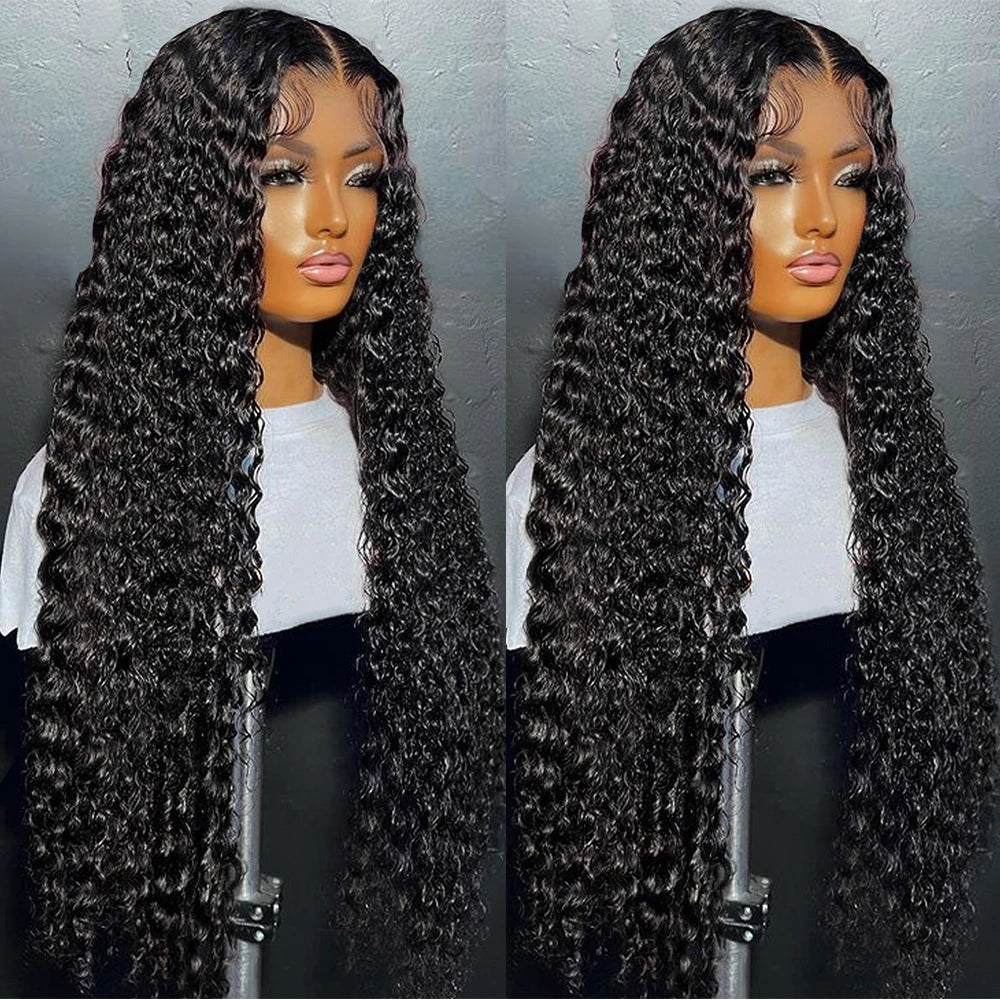 300% High Density Loose Deep Wave 40Inch 13x6 13x4 HD Lace Frontal Human Hair Wig Full Glueless Ready To Go Preplucked Curly Wig