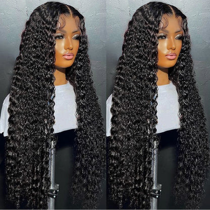 300% High Density Loose Deep Wave 40Inch 13x6 13x4 HD Lace Frontal Human Hair Wig Full Glueless Ready To Go Preplucked Curly Wig