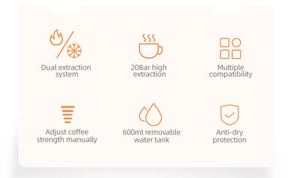 HiBREW Multiple Capsule Coffee Machine, Hot/Cold Dolce Gusto Milk Nespresso Capsule ESE Pod Ground Coffee Cafeteria 20Bar 5 in 1