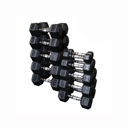 Rubber Hex Dumbbell Set - 30KG to 50KG (9 Pairs)