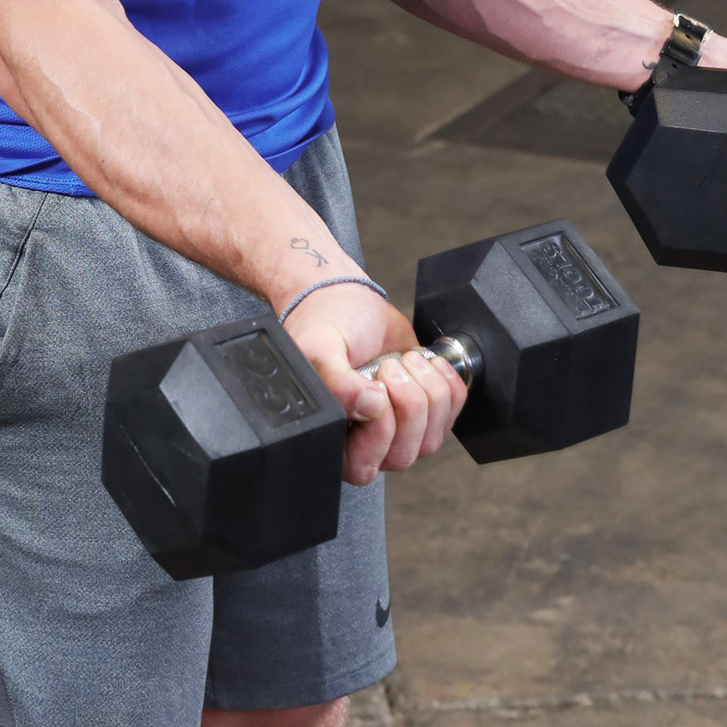 Rubber Hex Dumbbell Set - 30KG to 50KG (9 Pairs)